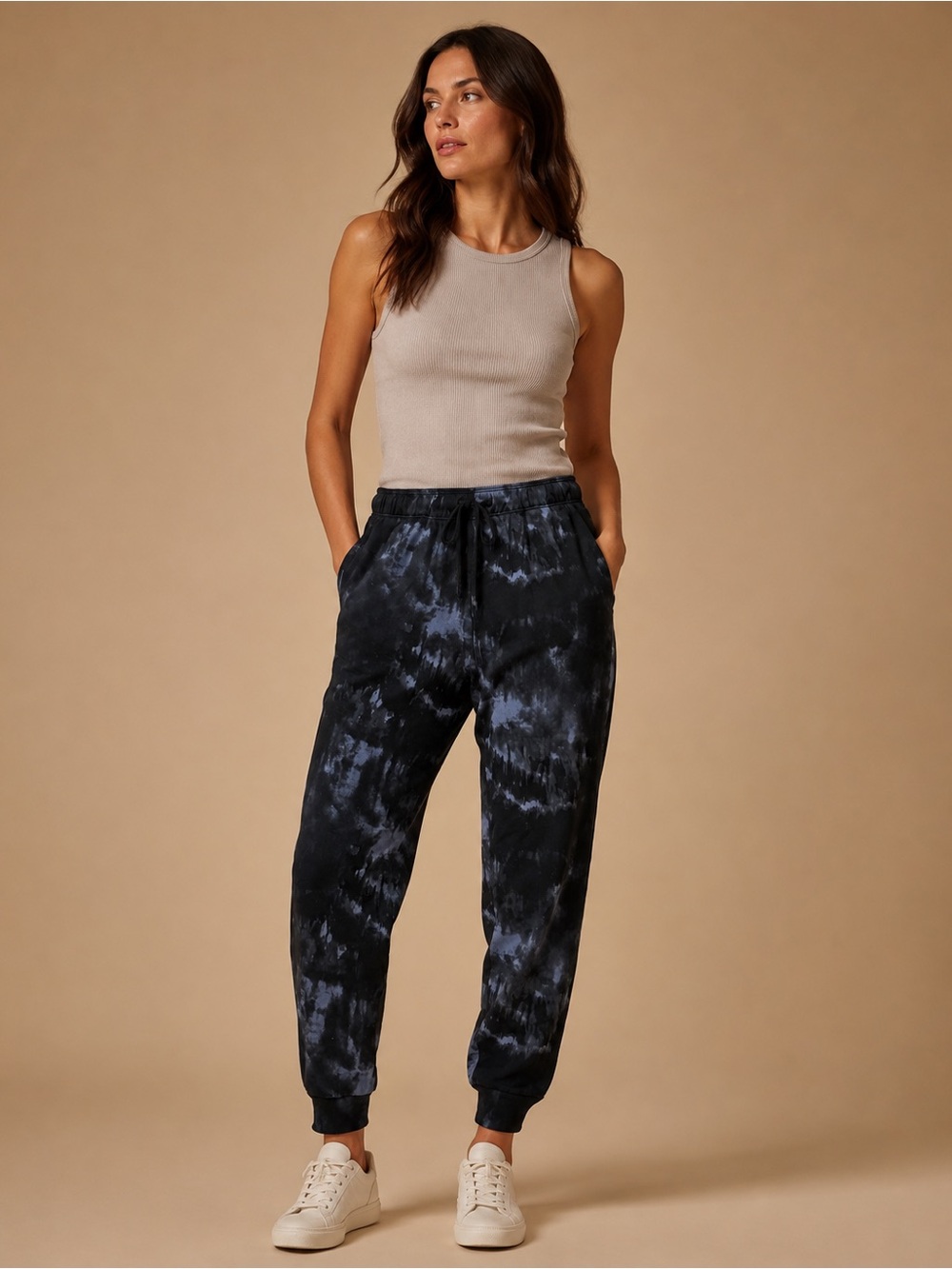 Athletic Works Black and Blue Tie-Dye Jogger Pants